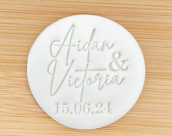 Pareja de bodas Fecha personalizada / Grabador de fondant / Sello / Pop Up / Galletas / Decoración / Galleta / Plantilla / Sr. y Sra. / Cupcakes