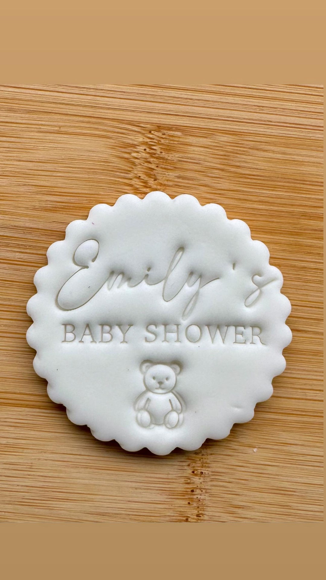 Custom Name - Baby Shower With Bear Teddy Personalised - Cookie Stamp ...