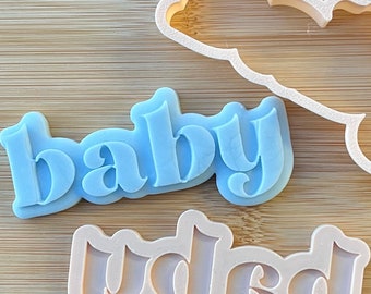 Baby Serif Font Pop Up Baby Shower Gender Reveal Embosser Timbro fondente senza cuciture bicolore con taglierina