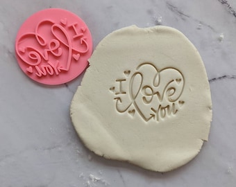 I love you in a heart - Valentines - Cookie Stamp Embosser