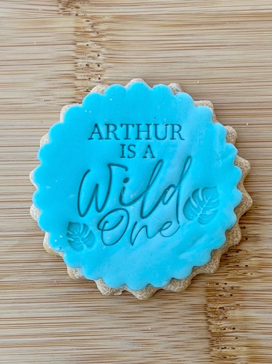 WILD ONE Custom Children’s Name & Age - Cookie Stamp Embosser First Birthday Party Favours Party Bags DIY