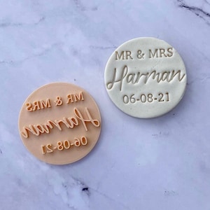 Custom Wedding Date - Mr & Mrs - Mr and Mr - Mrs and Mrs - Hen Party - Wedding - Cookie Stamp Embosser - Wedding Biscuit Stamp- Biscuits