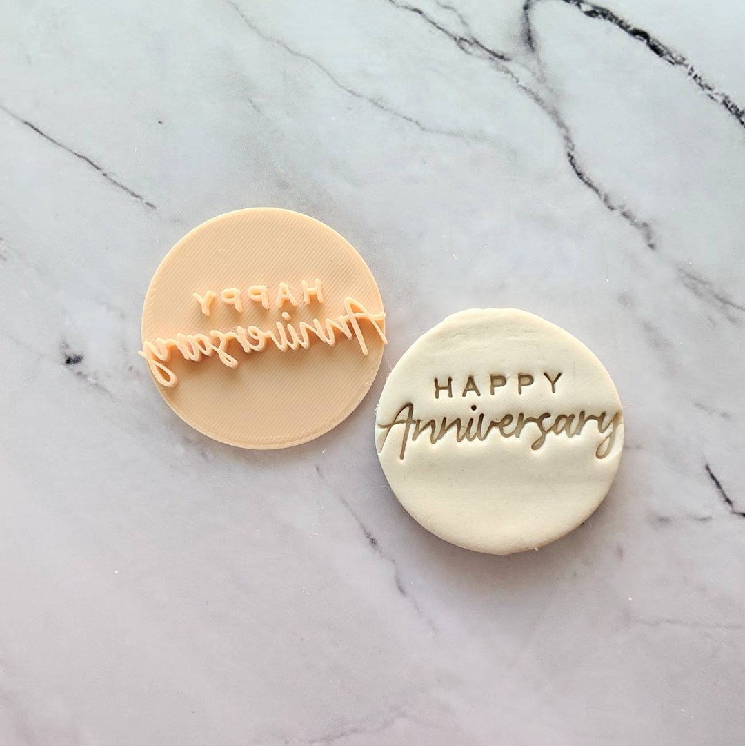 Happy Anniversary Cookie Cutter And Embosser - 6.5cm Round U2013 Cookie