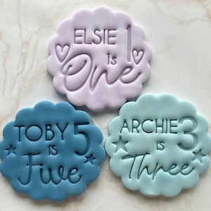 Custom Children’s Name & Age - Cookie Stamp Embosser First Birthday Party Favours Party Bags DIY