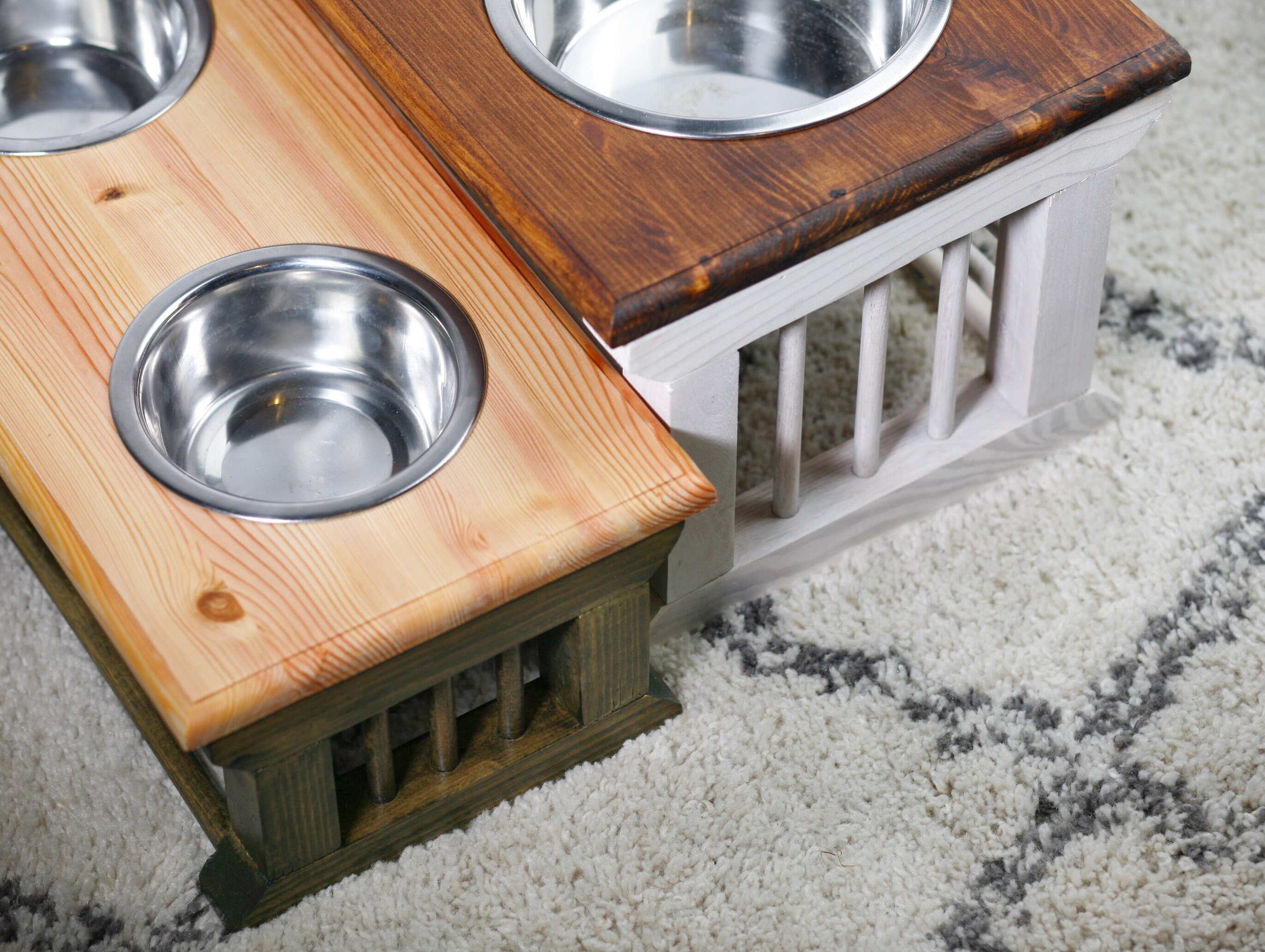 Dog Feeding Station With Two Stainless Steel Bowls. Pet Etsy Ireland
