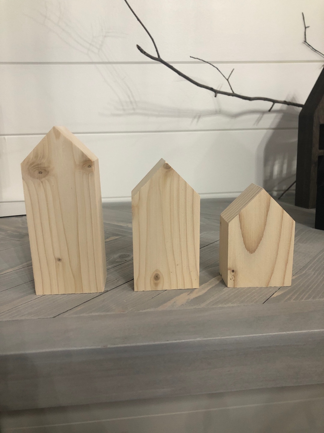 3 Small Unfinished Wood Houses Etsy