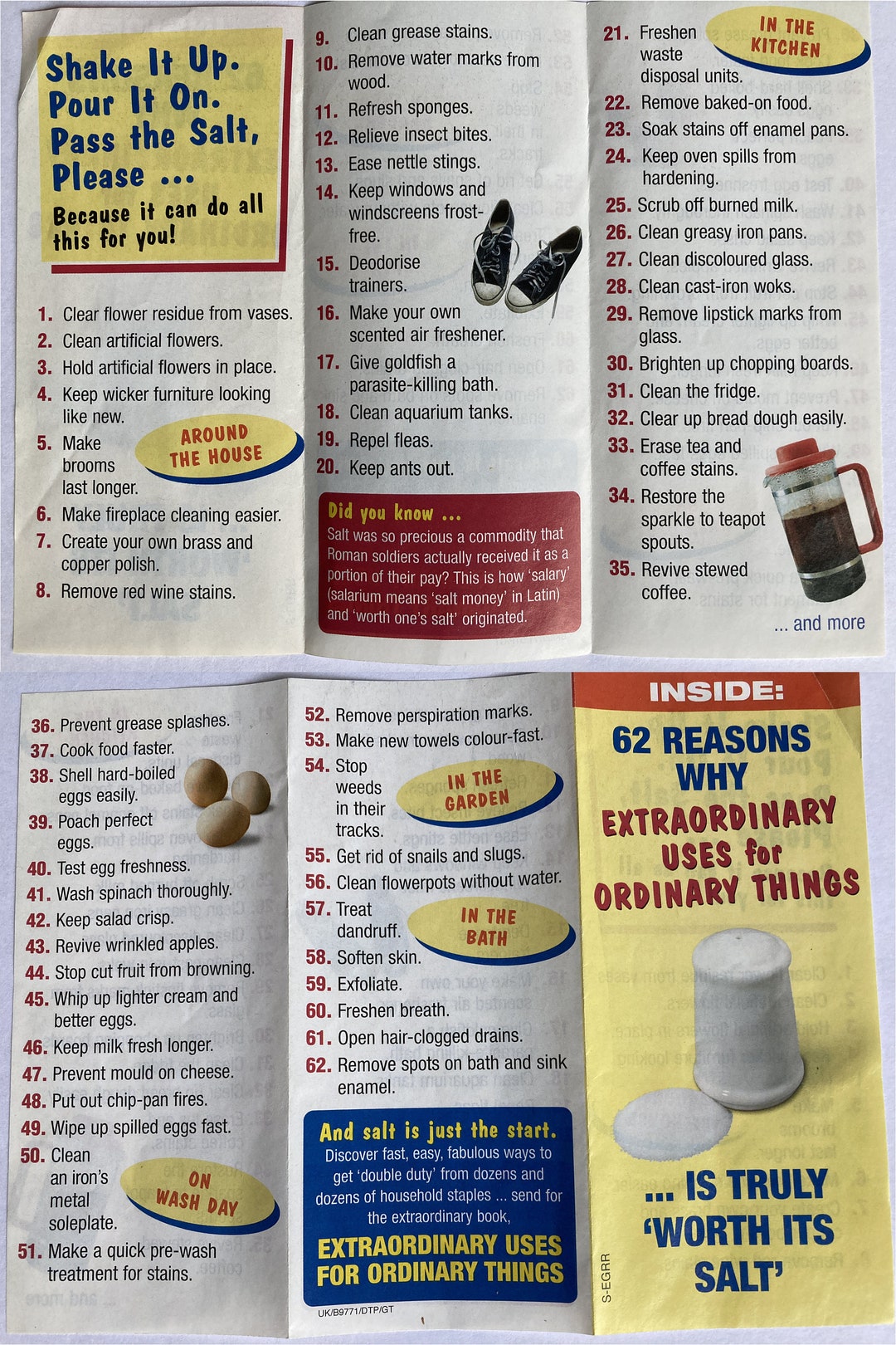 Salt Cleaning Tips Printable PDF Infographic A4 1960s Leaflet 62 ...