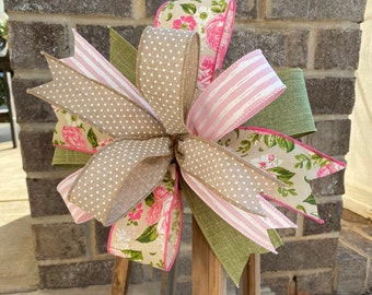 Spring Wreath Bow, Spring Lantern Bow,  Easter Wreath Bow, Door Hanger Bow, Summer Lantern Bow, Summer Wreath Bow