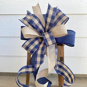 Fall Wreath Bow,  Navy and Tan Bow, Everyday Wreath Bow, Spring Wreath Bow,  Door Hanger Bow, Everyday Lantern Bow, Summer Wreath Bow