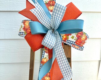 Fall Lantern Bow, Fall Wreath Bow, Autumn Decor, Fall Wreath Embellishment, Fall Farmhouse Wreath Bow, Fall Pumpkin Bow, Thanksgiving Bow