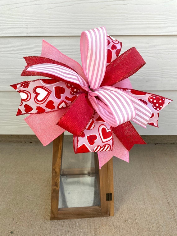 Valentines Day Bow, Valentines Wreath Bow, Valentines Day Decoration, Red  and Pink Bow, Valentines Bow, Red Door Hanger Bow, Red Lantern Bow 