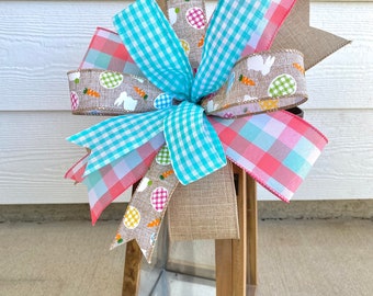 Easter Wreath Bow, Easter Lantern Bow, Spring Wreath Bow, Door Hanger Bow, Blue Easter Bow, Easter Bunny Bow, Easter Basket Bow