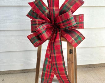 Traditional Tartan Christmas Bow, Plaid Christmas Lantern Bow, Traditional Christmas Wreath Bow, Christmas Mantle Bow, Christmas Garland Bow