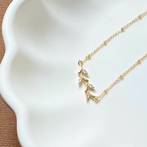Dainty Gold Vine Necklace Bible Verse Inspired Jewelry Gift John 15:5 Abide in Him Timeless Elegant Necklace Christian gift for bridesmaid