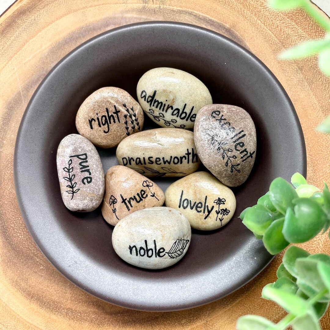 Botanical Painted Rocks Scripture Encouraging Words Home Decor Spring ...