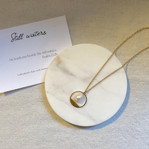 Psalm 23 jewelry Freshwater pearl necklace Bible verse jewelry for mom Christian jewelry Scripture gift for woman Birthday gift for friend image 3