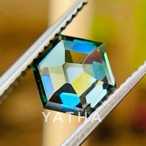 Blue Color Old Mine Hexagon Diamond VVS Loose Moissanite | Antique Vintage Ring | Unique Engagement Ring | Wedding Ring | Gift For Loved One