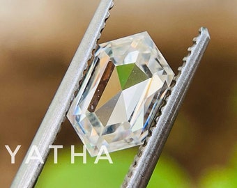 Antique Elongated Colorless Hexagonal Rose Cut Loose Moissanite for Ring | Antique Vintatage Ring | Wedding Ring | Gift For Her