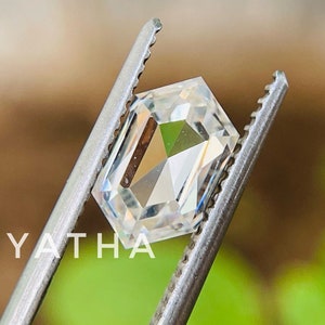 Antique Elongated Colorless Hexagonal Rose Cut Loose Moissanite for Ring | Antique Vintatage Ring | Wedding Ring | Gift For Her