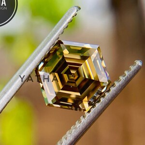 Hexagon Yellow Color VVS1 Loose Moissanite for Ring | Antique Vintage Ring | Unique Engagement Ring | Wedding Ring | Gifts