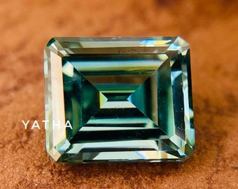Green Moissanite 3 MM To 11 MM Emerald Cut , Excellent Cut Handcrafted Moissanite, For Women, For Engagement Ring/Wedding Ring