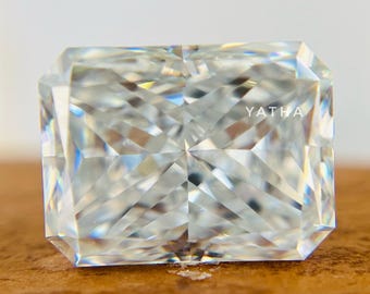 Radiant Cut Crushed Ice Moissanite, D Color VVS1 Loose Stone for Engagement Ring, Colorless Lab Diamond Alternative, Certified Gemstone