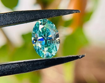 Oval Cyan Blue Moissanite Stone VVS1 – Lab Created Brilliant Cut Loose Gem for Jewelry & Custom Engagement Rings, Anniversary Gift