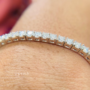 Gold Moissanite Tennis Adjustable Bracelet, VVS1 Moissanite Tennis Bracelet, 18k Gold Dipped or Sterling Silver, Sparkling Bracelet  Gift