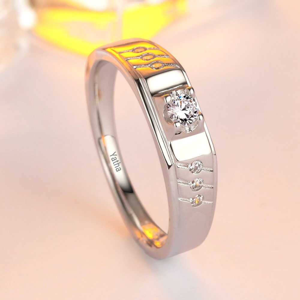 Classic Fency Ring With Round Cut Moissanite Stone and 925 Sterling ...