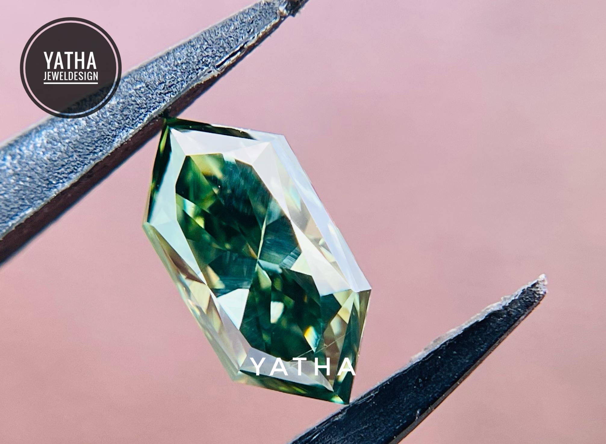 Dutch Marquise shape Green Moissanite Manual cut Gemstone Loose Brilliant Stone  Excellent Cut For Jewelry Making By Yatha Jeweldesign