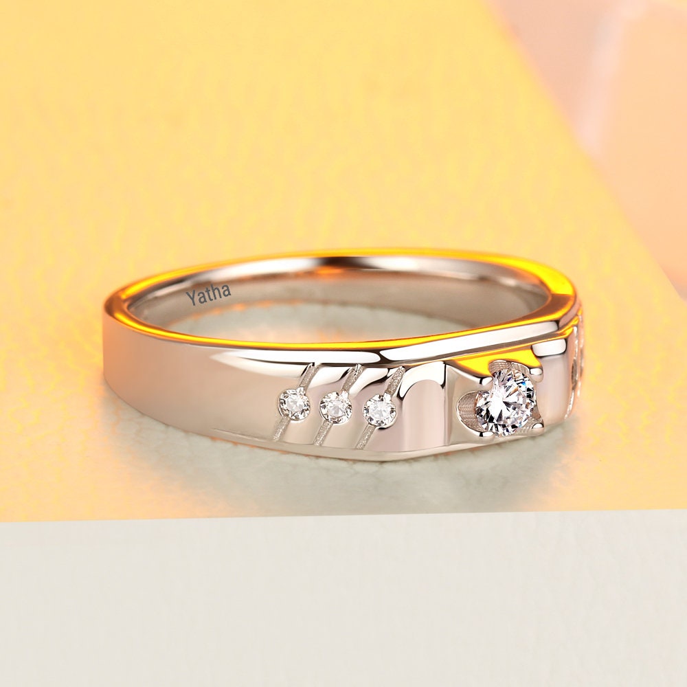 Classic Fency Ring With Round Cut Moissanite Stone and 925 Sterling ...