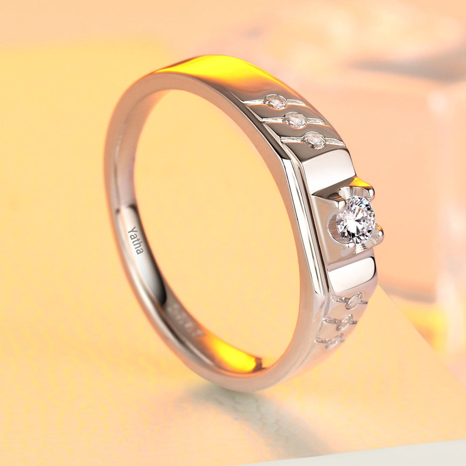 Classic Fency Ring With Round Cut Moissanite Stone and 925 Sterling ...
