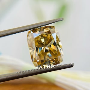 Elongated Cushion Cut Loose Moissanite, Yellow Color Moissanite for Women Jewelry, Engagement Ring, Wedding Band, Pendant, Earring or Gifts