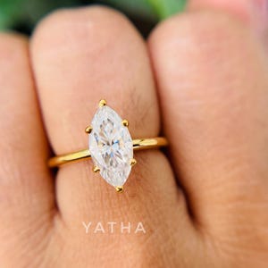 1.50 Carat Marquise Cut Lab Grown Diamond Ring, Elegant Diamond Marquise Ring - Vintage Marquise Engagement Ring - White Gold Solitaire Ring