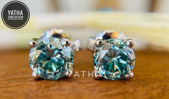 Blue moissanite hotsell earrings