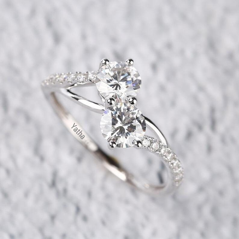 Classic Fency Ring With Round Cut Moissanite Stone and 925 | Etsy