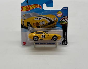 Hot Wheels Yellow Ferrari 365 GTB4 Competizione, HW Race Day Diecast (1:64)