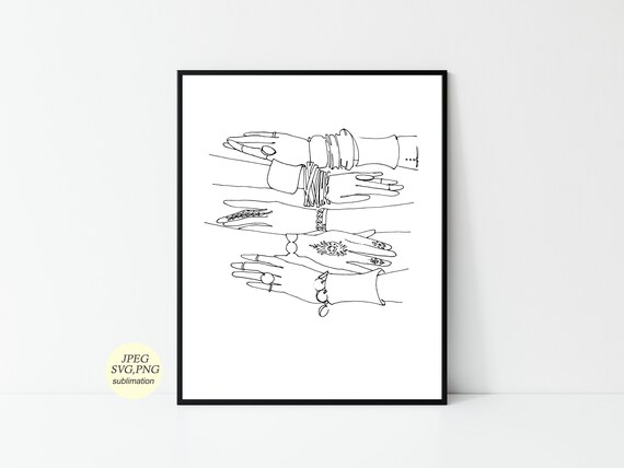 Download Female Hands Print Line Art Freehand Drawing Black Line Svg For Print Png Girl Power International Women S Day Woman Art Feminist Art
