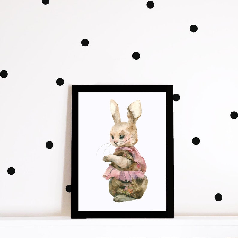 Baby Bunny Print Nursery Decor Nursery Wall Art Baby Shower Gift Personalized Gift for Girls sublimation Watercolor Rabbit Print,PNG