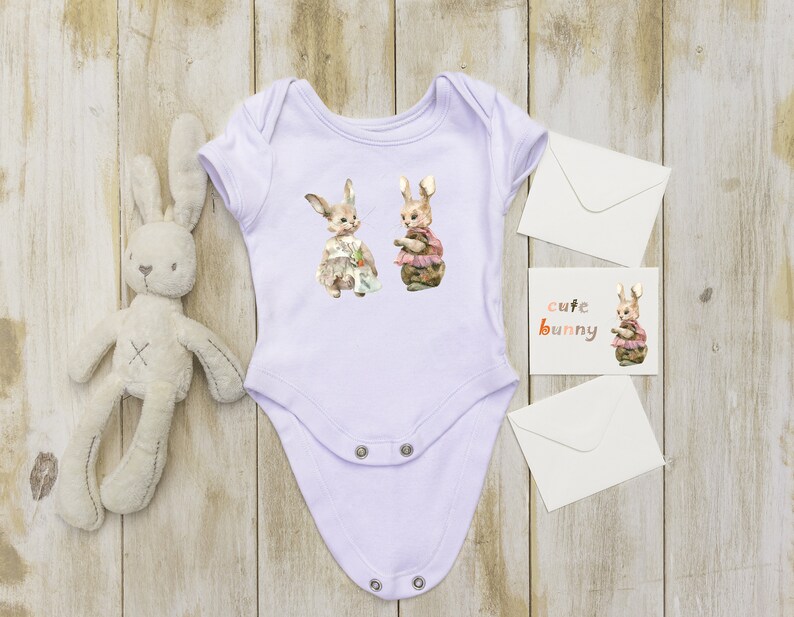 Baby Bunny Print Nursery Decor Nursery Wall Art Baby Shower Gift Personalized Gift for Girls sublimation Watercolor Rabbit Print,PNG