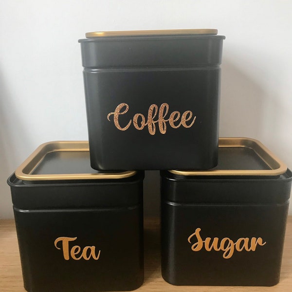Stackable Tea Coffee Sugar Canisters Etsy UK