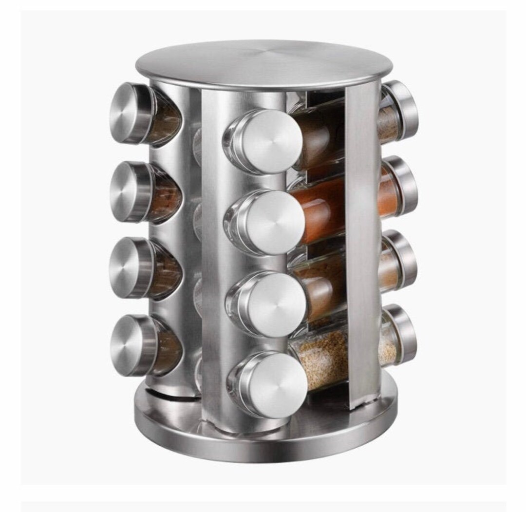 Personalised 12 or 16 Jar Stainless Steel Revolving Spice Rack - Etsy UK