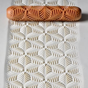 Pottery Hand Roller / Clay Texture Tool - Leaves R02