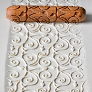 Pottery Hand Roller / Clay Texture Tool - Leafy Spiral R07