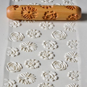 Pottery Hand Roller / Clay Texture Tool - Flower Heads R13