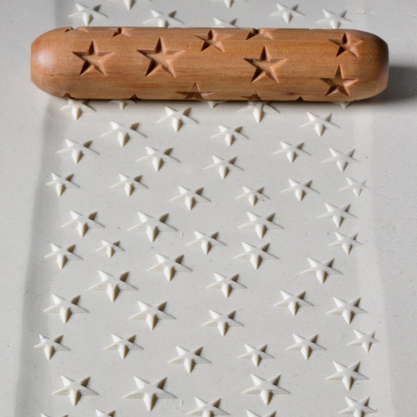 Pottery Hand Roller / Clay Texture Tool - Stars R03