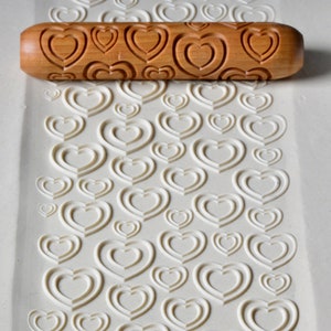 Pottery Hand Roller / Clay Texture Tool - Hearts R01