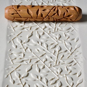 Pottery Hand Roller / Clay Texture Tool - Branches and Leaves R19