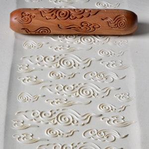 Pottery Hand Roller / Clay Texture Tool Clouds R15 image 1