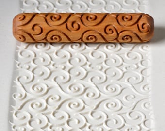 Clay Texture Roller, Pottery Hand Roller, Pastry Texture Roller - Rose
